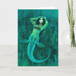 Cartão Vintage Mermaid Saudações Card