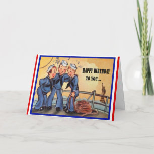 Cartão Vintage Military Navy Birthday Card