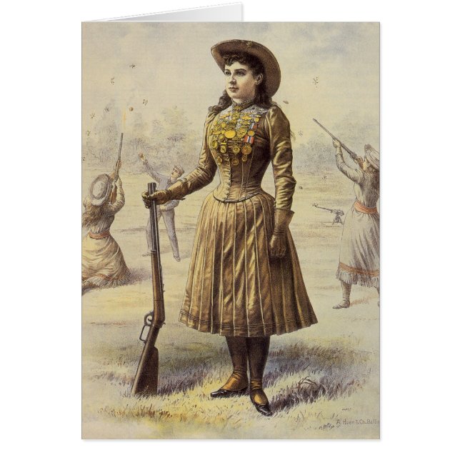 Cartão Vintage Miss Annie Oakley, Cowgirl Ocidental (Frente)