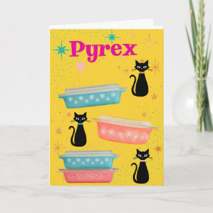 Cartão Vintage Mod Cats e Retro Pyrex