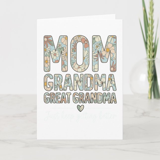 Cartão Vintage Mom Grandma Great Grandma Family Love (Frente)