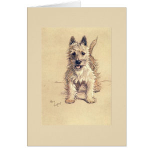 Cartão Vintage - montanhas Terrier branco ocidentais,