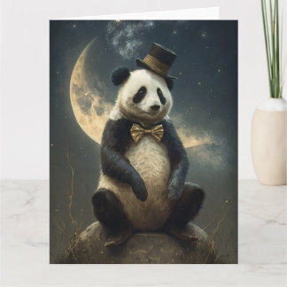 Cartão Vintage Moon Panda Bear