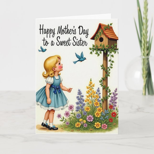 Cartão Vintage Mothers Day Art Card (Frente)