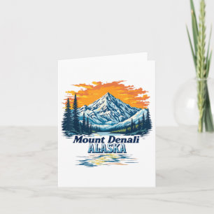 Cartão Vintage Mt. Denali National Park Alaska Mountain S