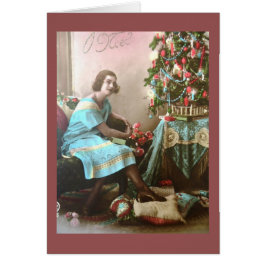 Cartão Vintage, Mulher Vitoriana do Natal