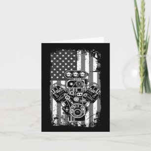 Cartão Vintage Muscular Carro Pistão Americano Bandeira F