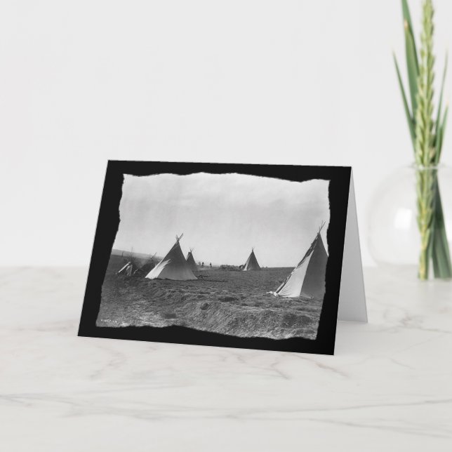 Cartão Vintage Native American Apache Tipis (Frente)
