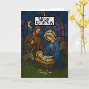Cartão Vintage Natividade Cena Feliz Natal