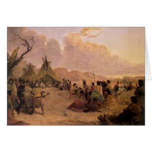 Cartão Vintage Nativo Americano, Dança da Medicina por Ea