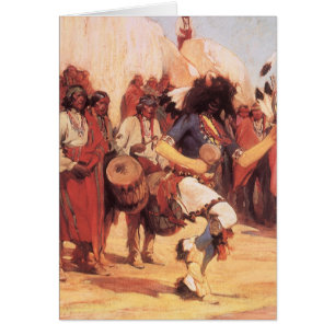 Cartão Vintage Nativos Americanos, Dança do Búfalo por Ca
