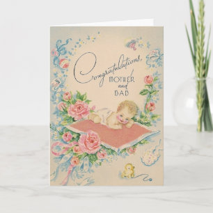 Cartão Vintage New Baby Greeting Card
