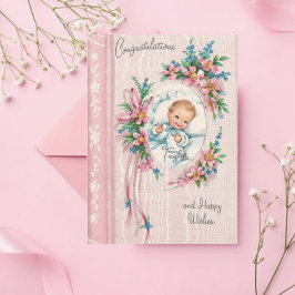 Cartão Vintage New Baby Parabéns Card for Girl