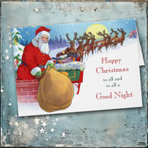 Vintage Night Before Christmas Papai noel Holiday 