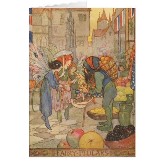 Cartão Vintage - no mercado feericamente, (Frente)