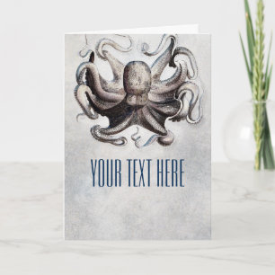 Cartão Vintage Octopus Beach Náutico Greeting Fold Card