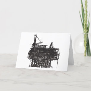 Cartão Vintage Oil Rig