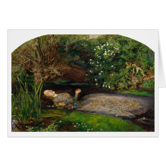 Cartão Vintage - Ophelia por Millais, (Frente Horizontal)