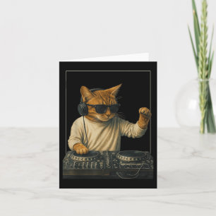 Cartão Vintage Orange Tabby Cat Playing Music Cat Lovers