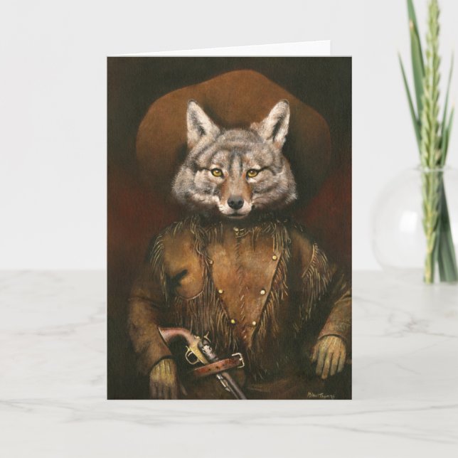 Cartão Vintage Outlaw Coyote Greetings Card (Frente)