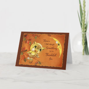 Cartão Vintage Owl Thanksgiving Card