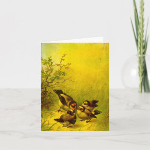Cartão Vintage Painted Sparrows Note Card