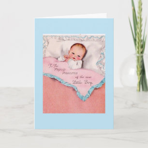 Cartão Vintage - Pais Orgulhosos de um Novo Menino,