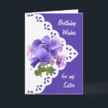 Cartão Vintage Pansy Flower for Sister Birthday Card<br><div class="desc">Vintage Pansy Flower para o aniversário da sua irmã</div>