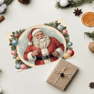Cartão Vintage Papai Noel com Natal de Férias