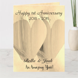 Cartão Vintage Paper 1rua Aniversário de Casamento