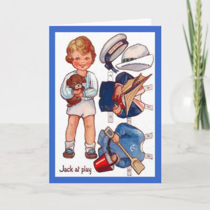Cartão Vintage Paperdoll Little Boy Jack Greeting Card