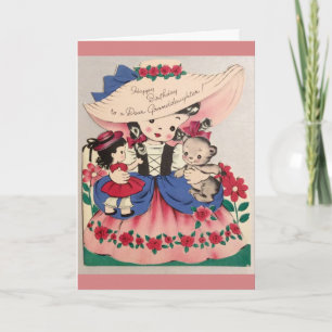 Cartão Vintage - Parabéns a uma querida neta,