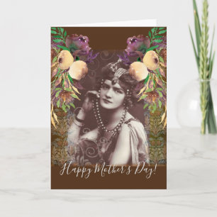 Cartão Vintage Party Girl on Victorian Tapeçaria