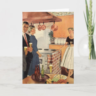 Cartão Vintage Party in the Kitchen, Beer and Appetizers