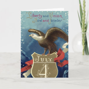 Cartão Vintage Patriotic Quarta de julho, Águia com Estre