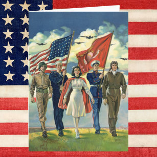 Cartão Vintage Patriótico, Orgulho de Heros Militares