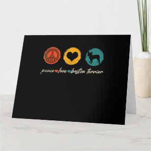 Cartão Vintage Peace Love Boston Terrier Dog Lover Gifts