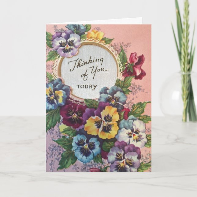 Cartão Vintage - pensando de você hoje, (Frente)