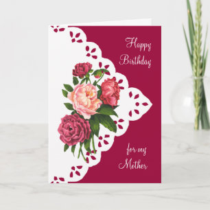 Cartão Vintage Peony Flower para a mãe, aniversário da 