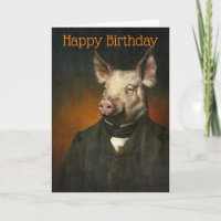 Vintage Pig Birthday Card