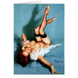 Cartão Vintage Pin UP Girl no telefone