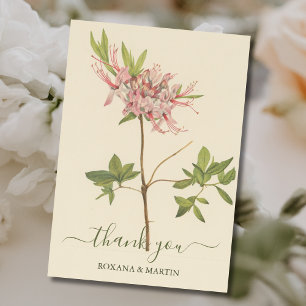 Cartão Vintage Pink Azalea Watercolor Obrigado