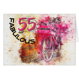 Cartão Vintage Pink Girly Watercolor, 55 Anos De Idade