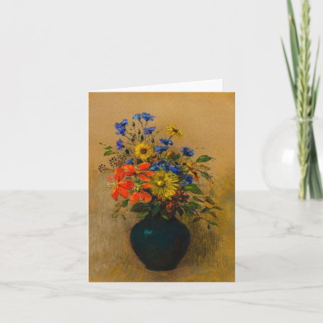 Cartão Vintage pintando flores silvestres (Frente)