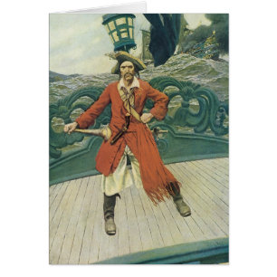 Cartão Vintage Pirates, Capitão Keitt por Howard Pyle