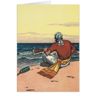 Cartão Vintage Pirates, Maroonado em uma Ilha Desertada