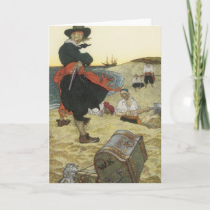 Cartão Vintage Pirates, William Kidd Burying Treasure