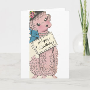 Cartão Vintage Poodle Feliz Aniversário