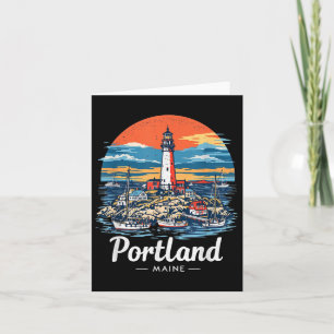 Cartão Vintage Portland Maine Sunset Skyline City