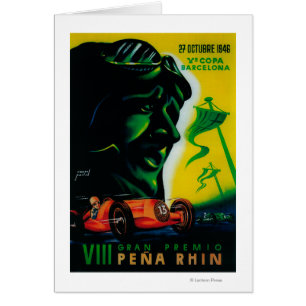Cartão Vintage PosterEurope de Gran Premio Pena Rhin